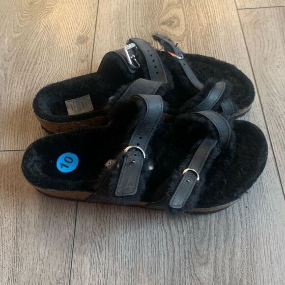 Birkenstock Arizona shearling suede leather sandals - Picture 3 of 7